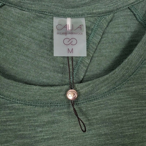 Calia by Carrie Underwood Peekaboo Twist Back Workout Top Short Sleeve Green M - Picture 9 of 10